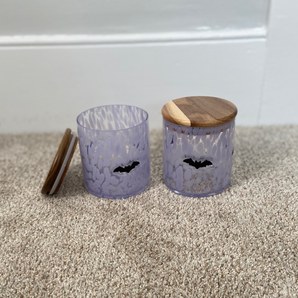 Glass bar canisters with bamboo lid set of 2